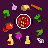 Set of vegetables for cooking Vegetarian diet and healthy lifestyle