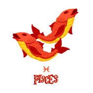 Astrological zodiac sign Pisces Isolated vector illustration on white background N2