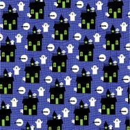Halloween ghosts and haunted houses pattern