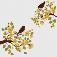Cute birds on branches
