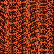 warped damask pattern black orange