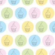 vector pattern with tasty cupcakes