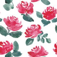 hand drawn watercolor roses vector seamless pattern N3