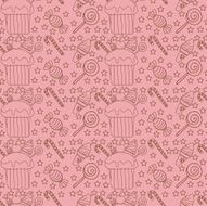 Seamless pattern with cupcakes candy and ice cream