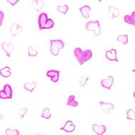 watercolor hearts seamless vector pattern