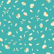 Seamless pattern with cute chamomile flowers N2