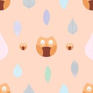 Cute cartoon owls and leaves pattern 4