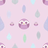 Cute cartoon owls and leaves pattern 3