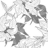 Seamless pattern with black and white poinsettia N3