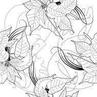 Seamless pattern with black and white poinsettia N5