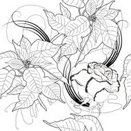 Seamless pattern with black and white poinsettia N7