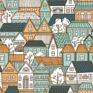 Winter pattern with colorful houses