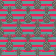Pineapple seamless pattern on stripe background N2