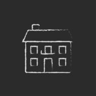 Two storey detached house icon drawn in chalk N2