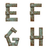Set of letters from boards with nails