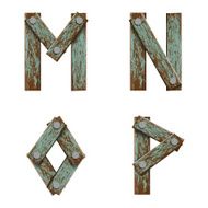 Set of letters from boards with nails N3