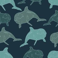 Dolphin seamless vector pattern N3
