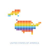 Colorful pixel map of USA