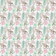 Autumn season hand drawn Vector seamless pattern doodle leaves collection N2