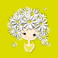 Female portrait with floral hairstyle for your design N20