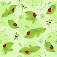 seamless pattern with leaves insects