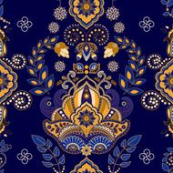 Dark blue indian seamless pattern