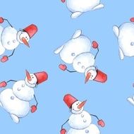 Snowmen Seamless pattern 4