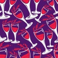 Sophisticated wine goblets continuous vector backdrop pattern