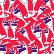 Sophisticated wine goblets continuous vector backdrop pattern N2