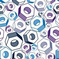 Seamless vector pattern with 3d industrial nuts for bolts