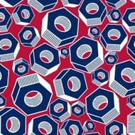 Seamless vector pattern with 3d industrial nuts for bolts N2
