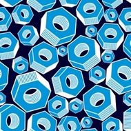 Seamless vector pattern with 3d industrial nuts for bolts N3