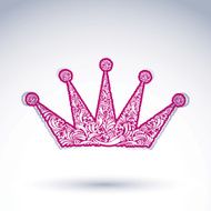Flower-patterned imperial crown isolated on white background