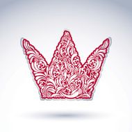 Flower-patterned imperial crown isolated on white background N4