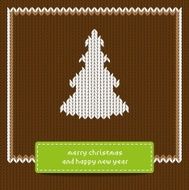 Christmas tree on brown knitting background N2