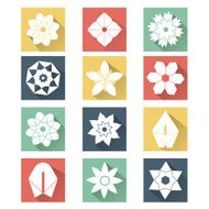 Flat white flower icons