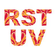 Retro uppercase letters with herbal autumn seasonal ornament N2