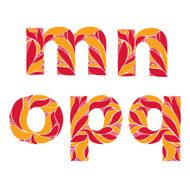 Retro typeface decorated with herbal pattern floral letters