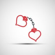 Vector icons of handcuffs in the form heart