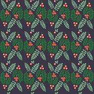 Seamless Vector Pattern Christmas Branches with Berries