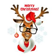 Christmas santa hipster deer Vector illustration N2
