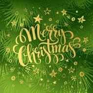 Christmas fir tree texture with greetings lettering Vector illustration