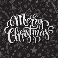 Merry Christmas lettering in chalk seamless pattern N2