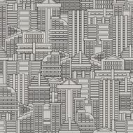 City seamless pattern Vector background of buildings and skyscr