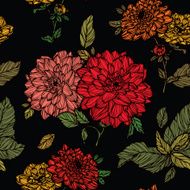 Seamless pattern with flowers dahlias N4