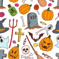 seamless colorful halloween symbols N2