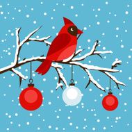 Happy holidays greeting card with bird red cardinal