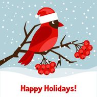 Happy holidays greeting card with bird red cardinal N2