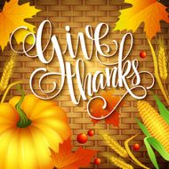 Thanksgiving Card wicker basket background Vector illustration N5