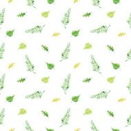 Green leafs seamless pattern in watercolor N6